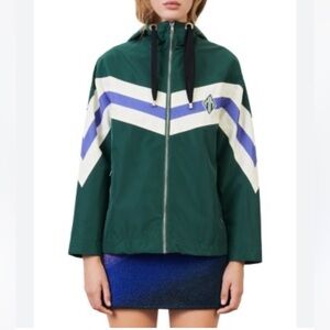 Maje Baneli Striped Windbreaker‎ Water-repellent technical utility Jacket NWOT